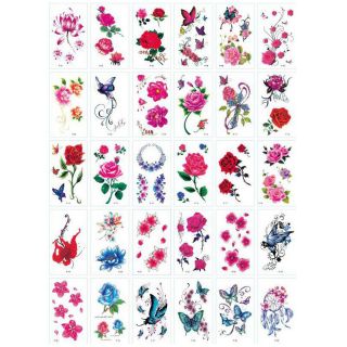 (Được chọn mẫu) 1 tấm Hình xăm nước hình xăm dán tatoo mini stickers Hoa Bướm đẹp phong cách Hàn Quốc