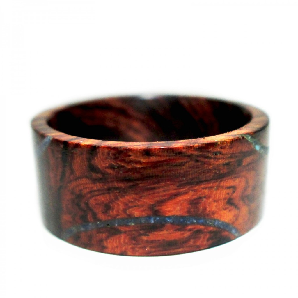 Nhẫn gỗ cẩm lai cẩn đá turquoise