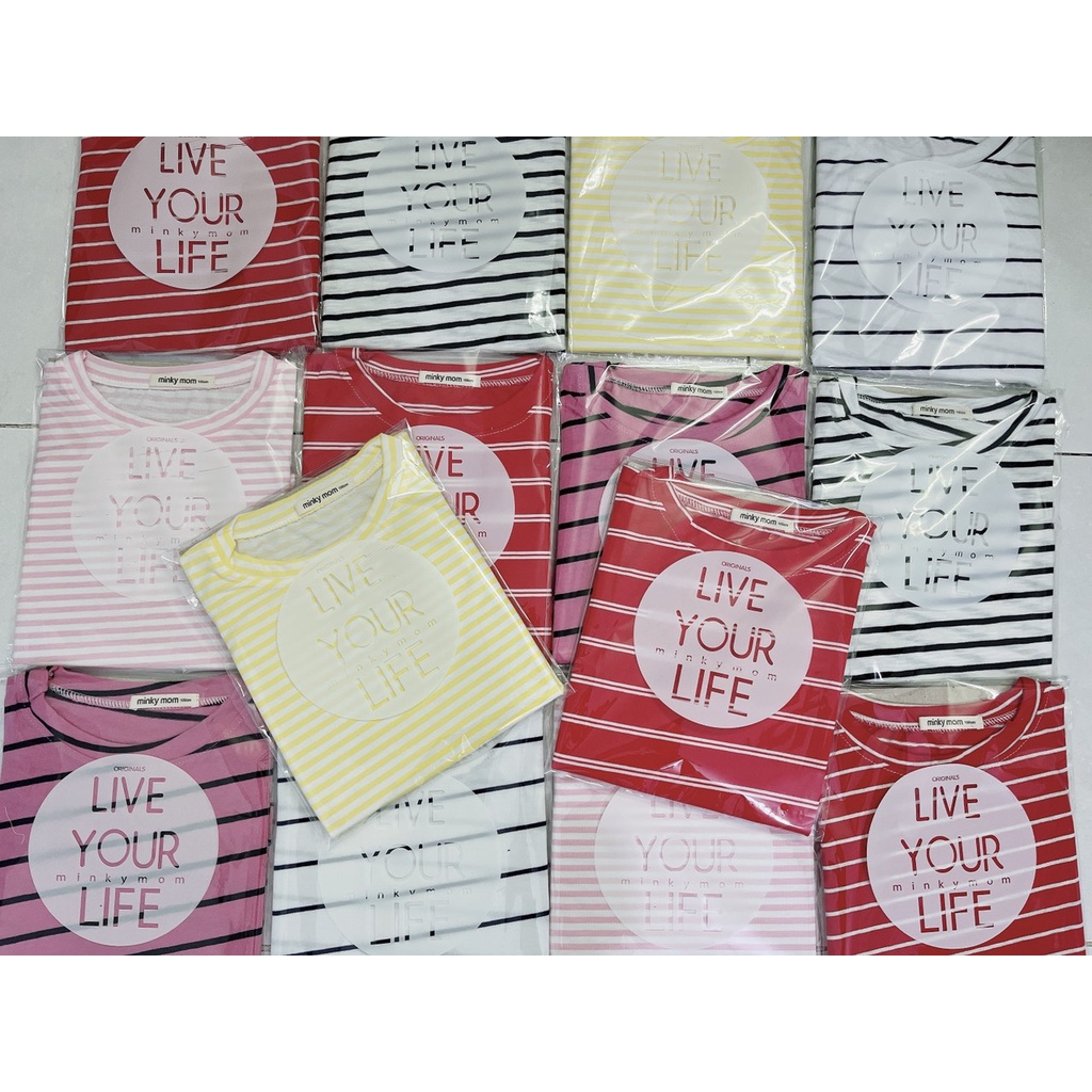 Áo kẻ sọc MINKY siêu mịn mát-áo thun cotton sọc bé trai bé gái