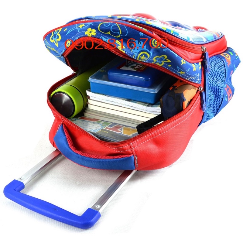 Balo cần kéo đi học tháo ráp được cho bé trai tiểu học cấp 1 hình siêu nhân nhện Spiderman - HINTAS - HUDUY