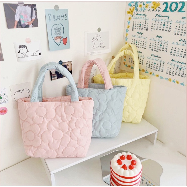 Túi Xách Đeo Vai/Đeo Chéo Chất Liệu Mềm In Họa Tiết Hoa Dễ Thương Thời Trang Cho Nữ