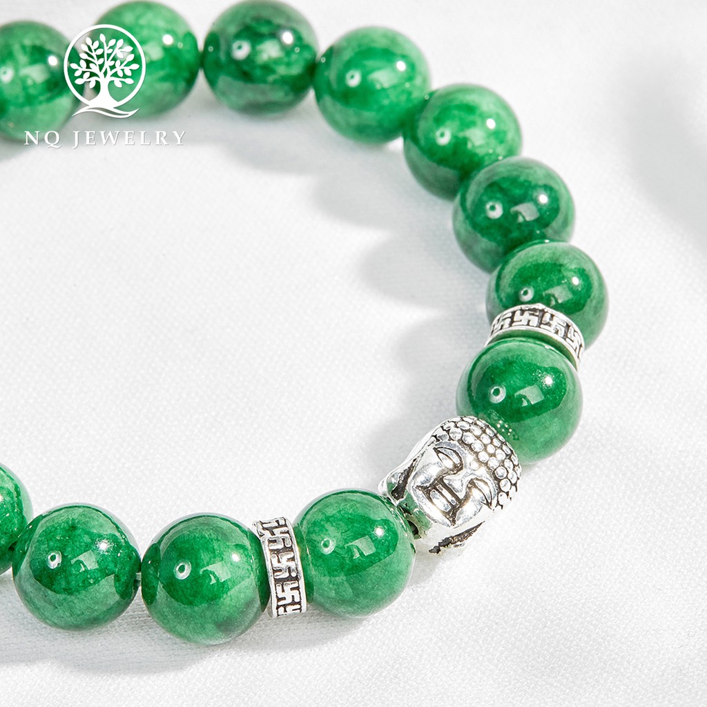 Vòng đá thiên nhiên phối charm phật bạc - NQ Jewelry