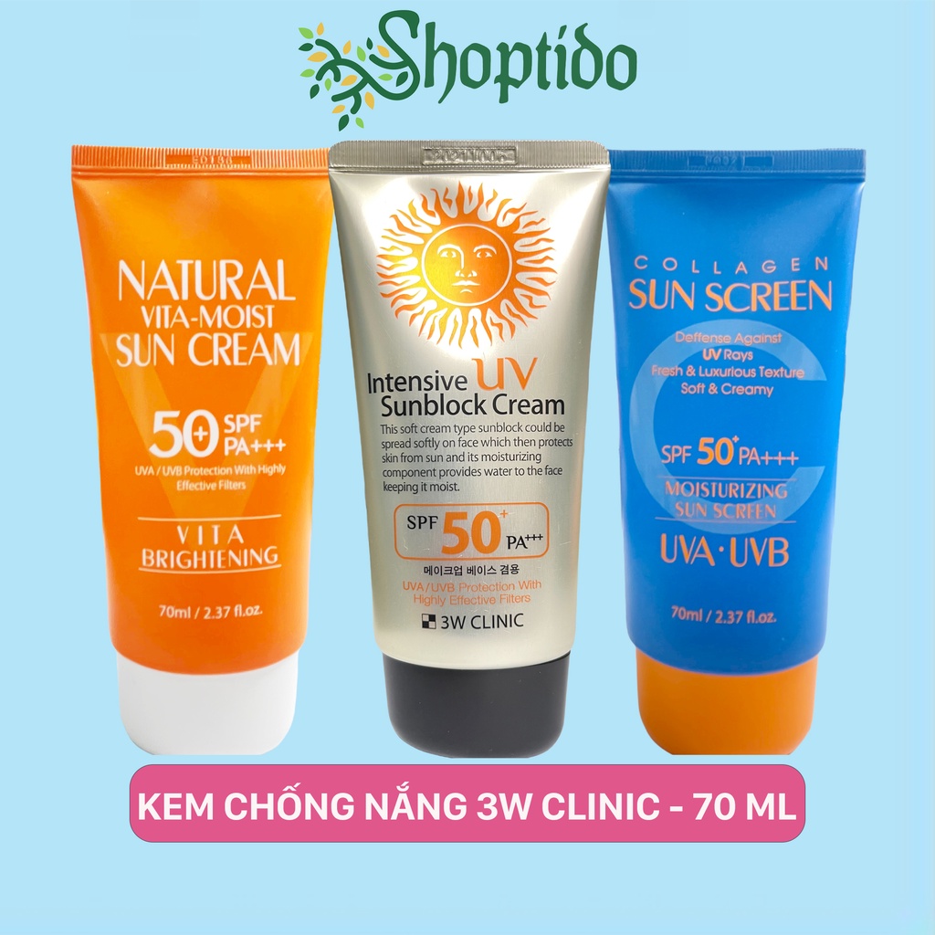 Kem chống nắng 3w Clinic intensive UV sunblock cream SPF 50 Pa+++ 70 ml NPP Shoptido