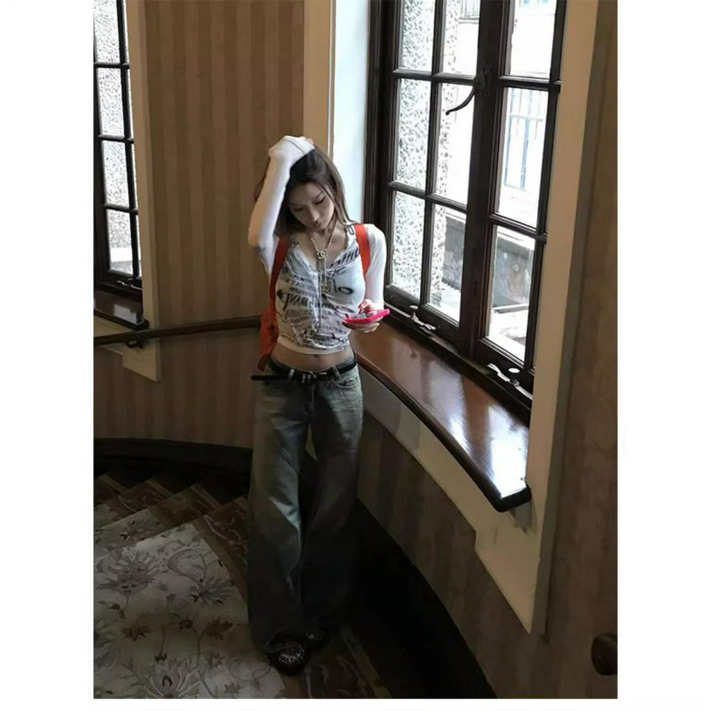 Áo Thun Lửng Tay Dài In Họa Tiết Quyến Rũ Trẻ Trung Cho Bạn Gái