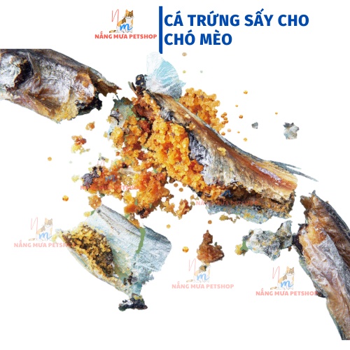 Thức ăn cho mèo, chó, cá trứng sấy, snack cho chó mèo