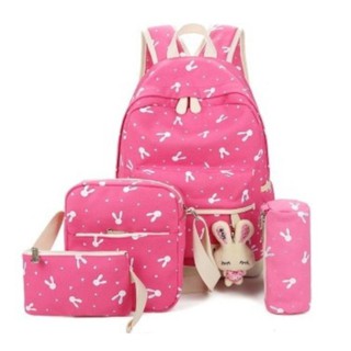 BỘ 4 MÓN BALO TAI THỎ,BALO THỜI TRANG,BALO ĐẸP,BALO GIÁ RẺ,BALO NỮ,BALO TEEN,BALO ĐI HỌC,BALO DA,BALO MINI,BALO HỌC SINH