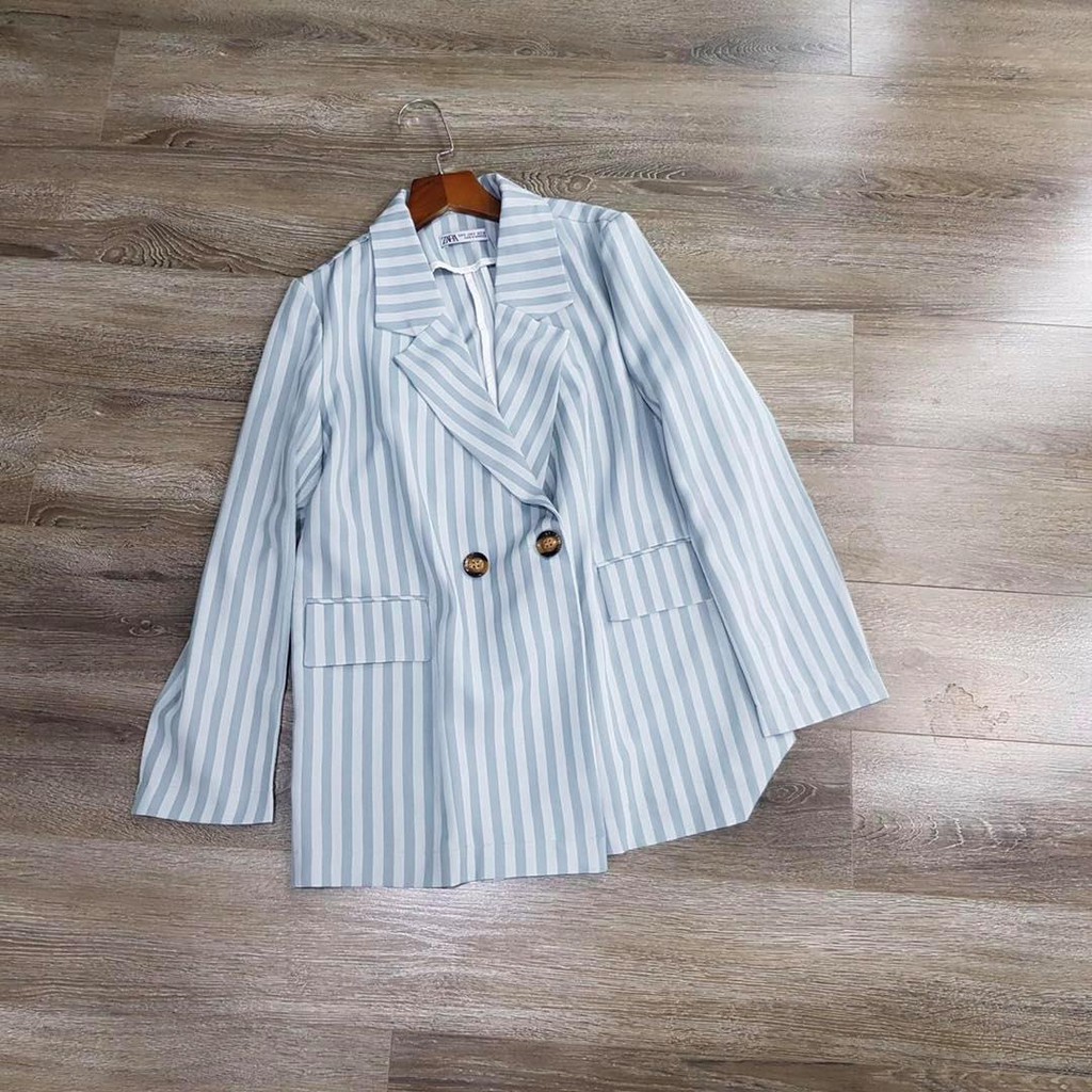 Áo blazer kẻ 2 màu - form suông rộng