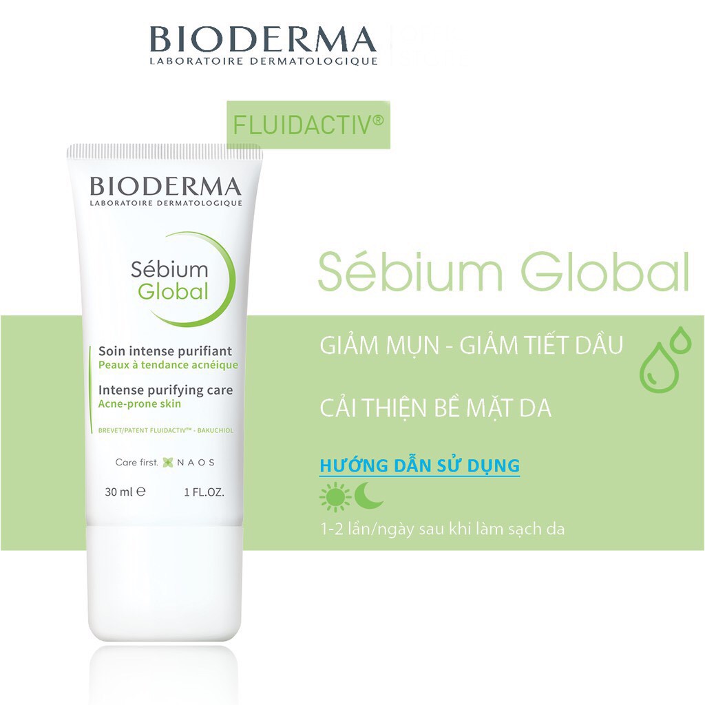 Bioderma Kem Dưỡng Giảm Mụn, Ngăn Ngừa Mụn Tái Phát Bioderma Sebium Global 30ml