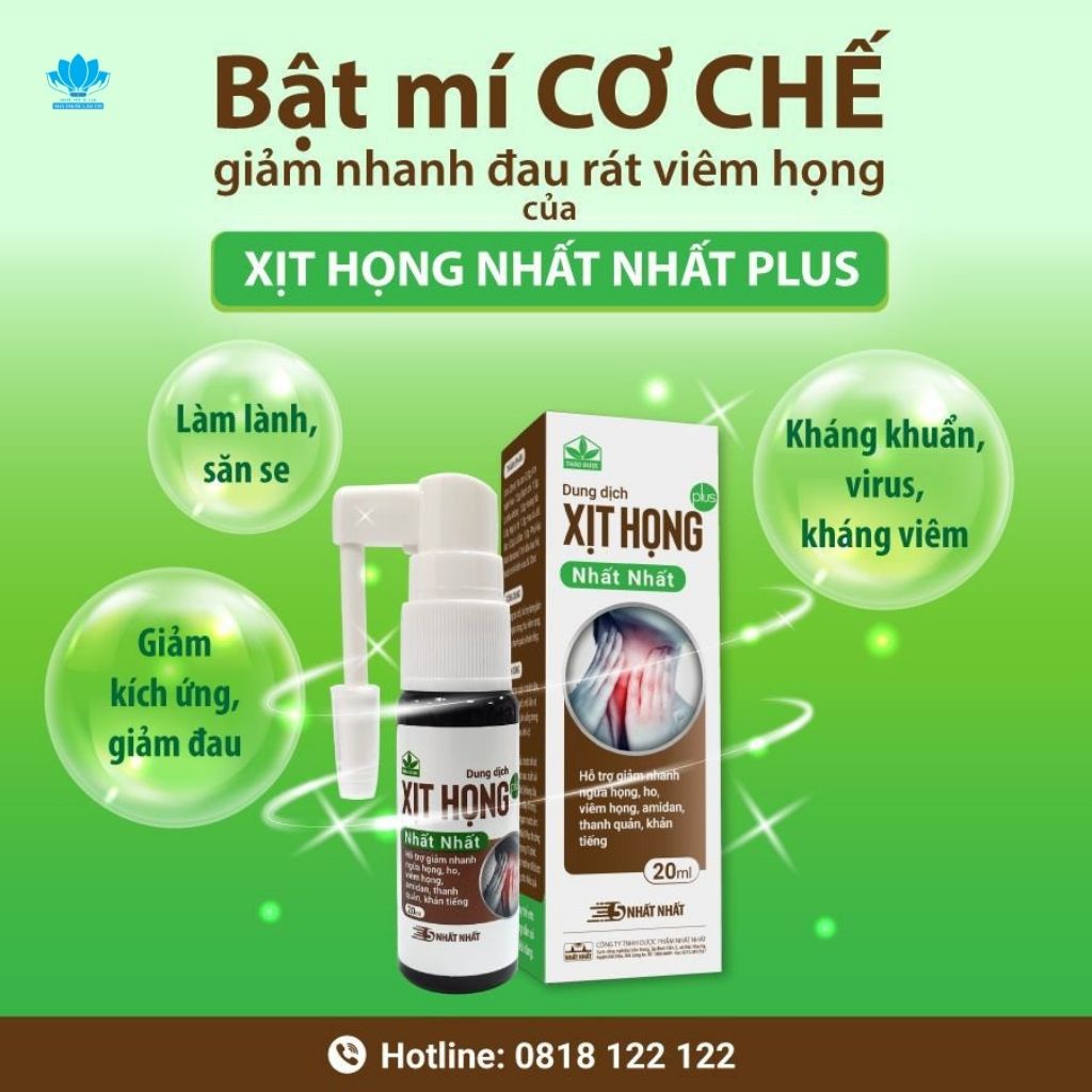 Xịt họng nhất nhất, hỗ trợ giảm ho, ngứa họng, viêm amidan. Hàng chính hãng lọ 20ml