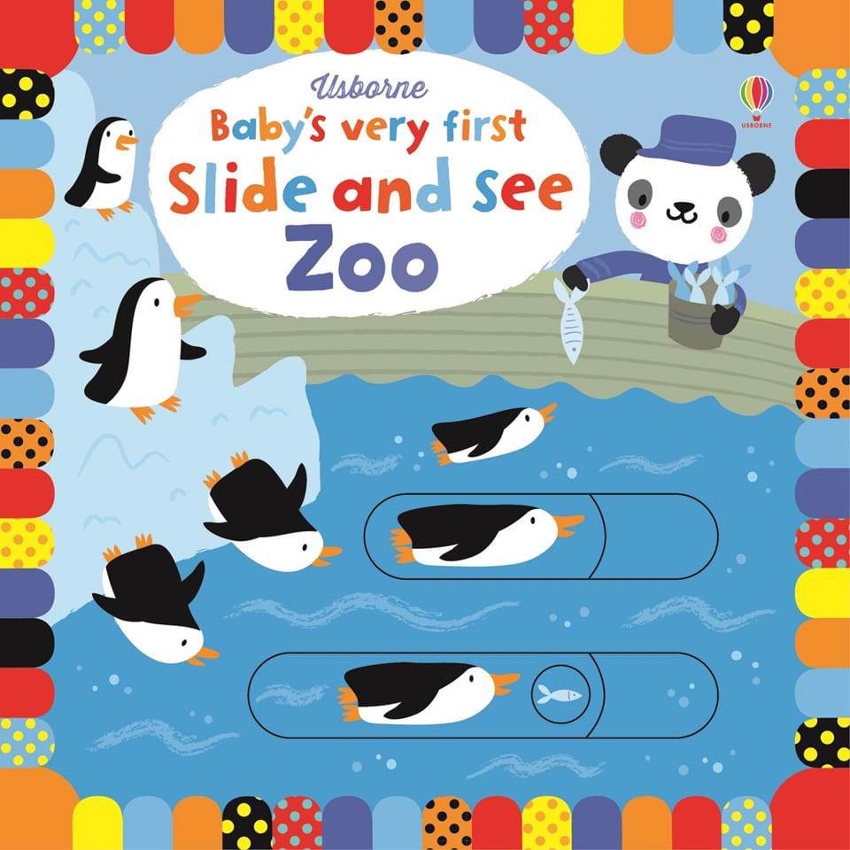 Sách chuyển động chủ đề sở thú Baby's Very First Slide and See Zoo Usborne cho bé 1 tuổi trở lên