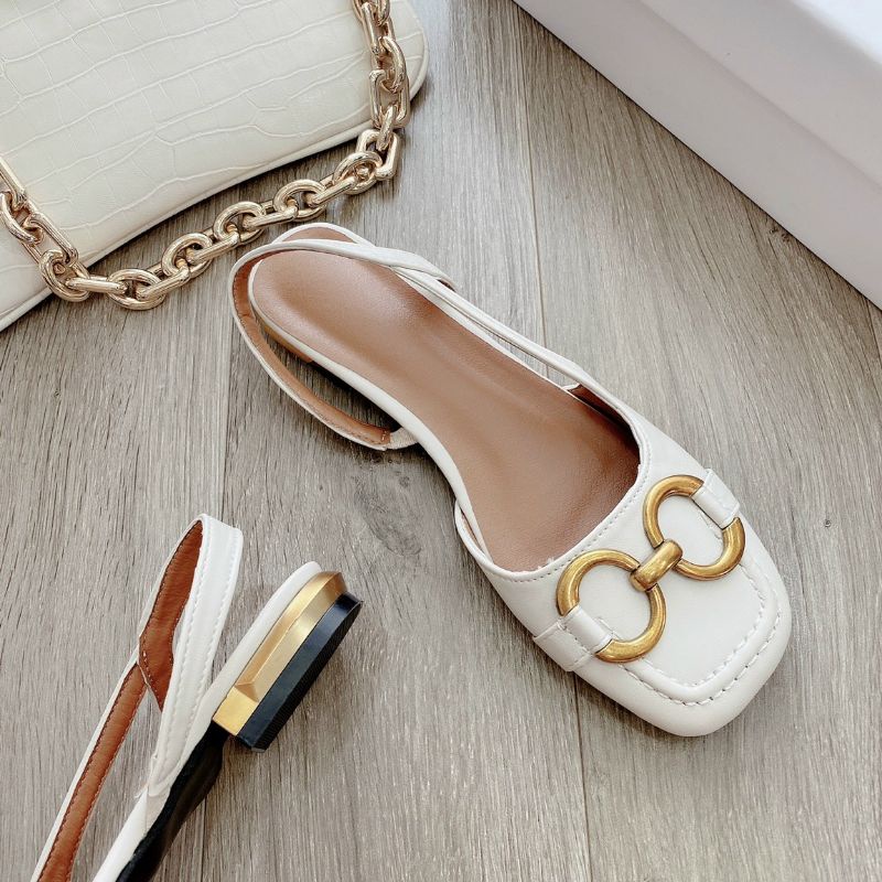 M²h(ẢNH THẬT) Sandal Mũi Vuông Khoá Đồng Da Mềm Êm Fullbox
