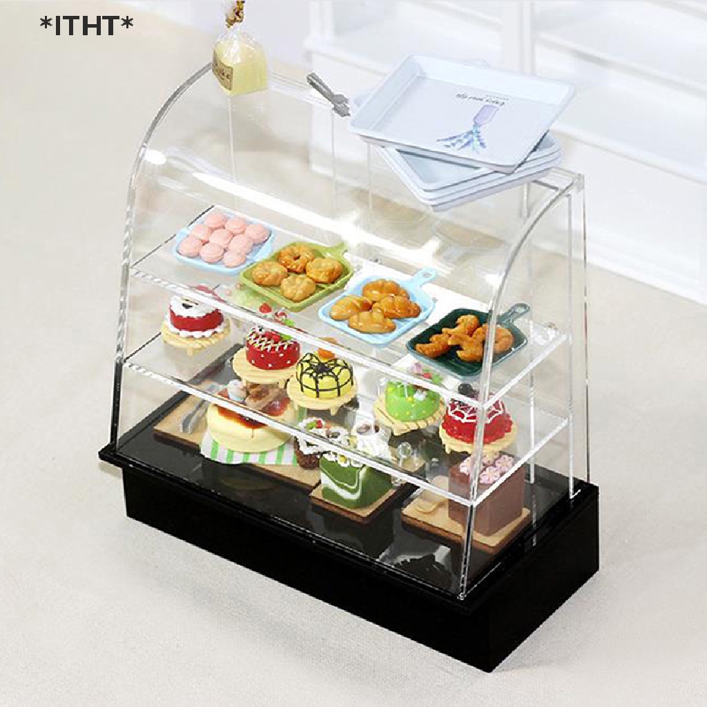 Tủ Trưng Bày Bánh Kem Mini Bằng Gỗ Tỉ Lệ 1: 12 Trang Trí Nhà Búp Bê