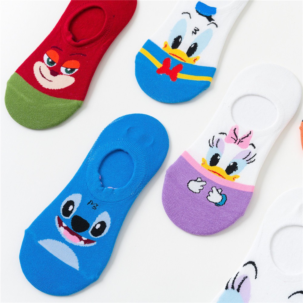 Vớ Lười Disney Tất Lười nữ Hoạt hình stitch mike sadness buzz cáo Mang giày thể thao Phong cách Ulzzang Vớ ẩn Nữ Cotton