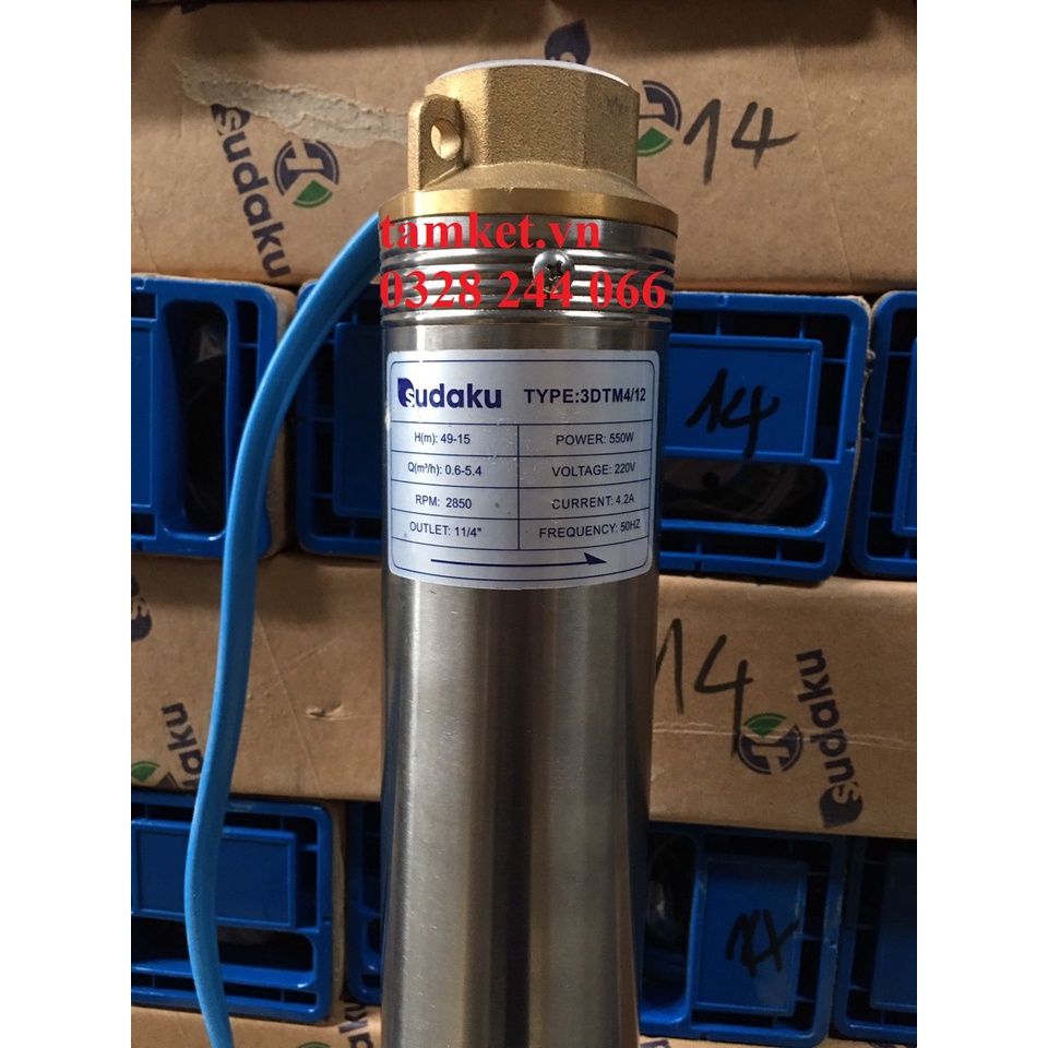 Bơm giếng ống PVC 90 công suất 550W Sudaku