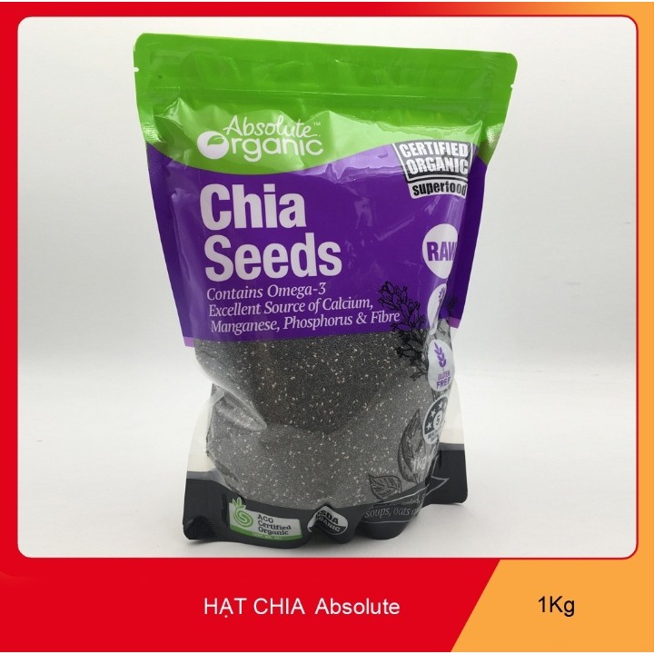 Hạt chia Úc Absolute Organic Gói 1Kg Vỏ Tím