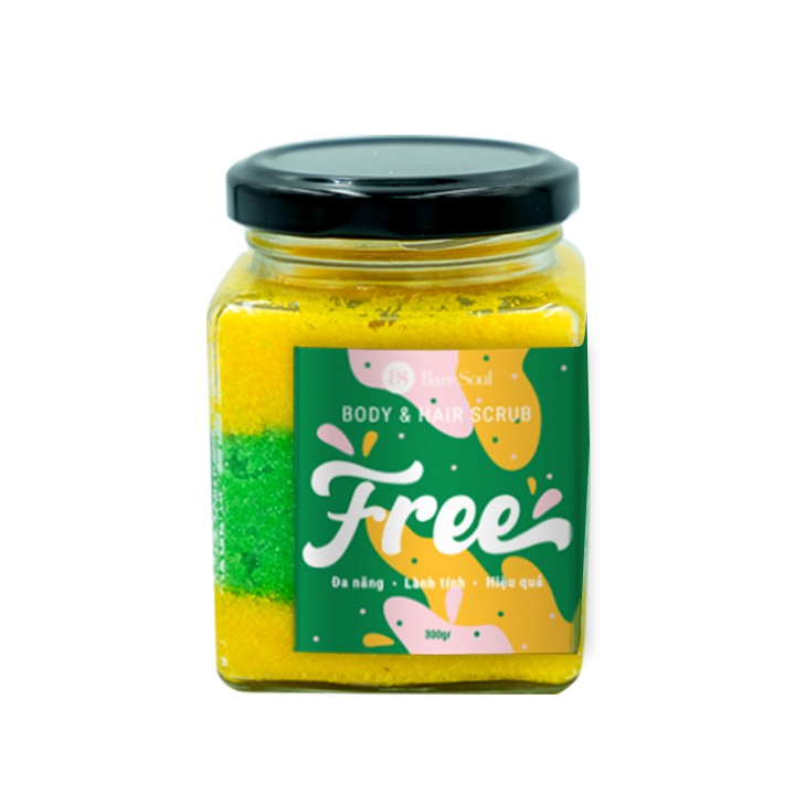 Combo Muối tắm gội BareSoul Free Body & Hair Scrub 300g  + Bánh xà phòng BareSoul Herbal Scrub & Soap 100g | BigBuy360 - bigbuy360.vn