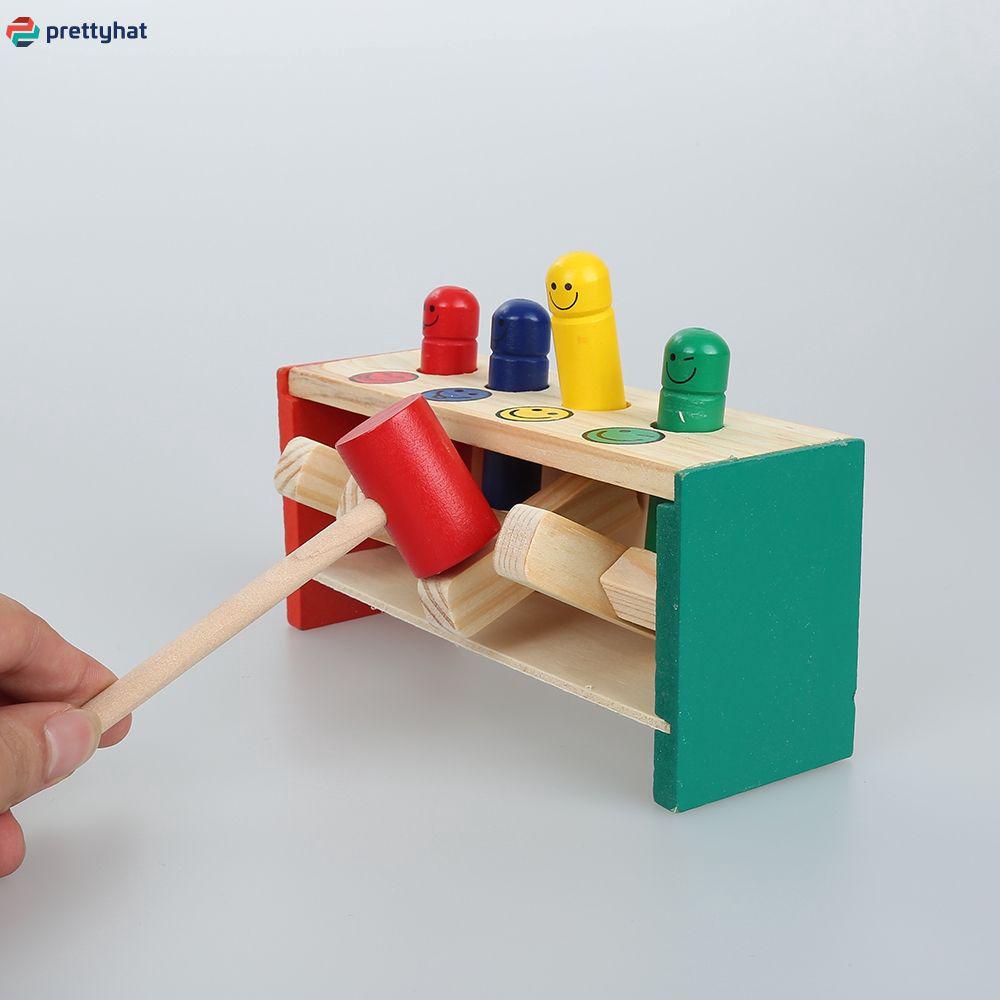 Colorful Cute Wooden Hammer Pounding Bench Toy Gifts For Baby PT