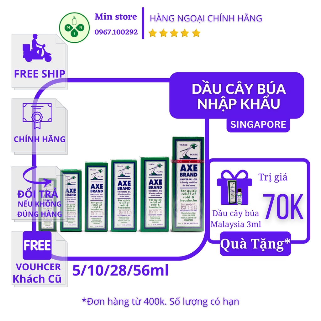 🇸🇬DẦU NGOẠI🇸🇬 Dầu Gió Trắng Cây Búa SINGAPORE Axe Brand CHÍNH HÃNG