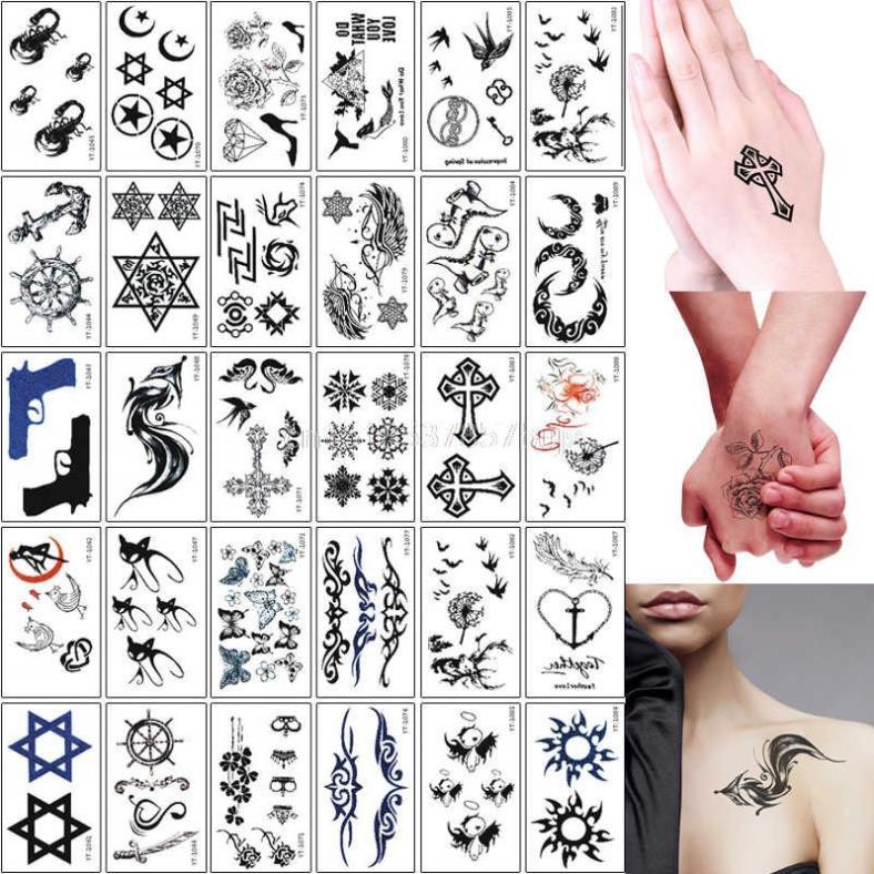 Hình xăm dán tatoo mini chống thấm nước, màu sắc tươi sáng, đa dạng mẫu, không mùi.