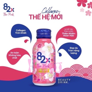 Nước uống 82X The Pink Collagen hỗ trợ đẹp da chống lão hóa Nhật Bản - hộp 10 chai, mỗi chai 100ml