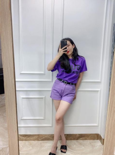 Quần sooc jean trơn 1 khuy gập gấu hàng QCL1