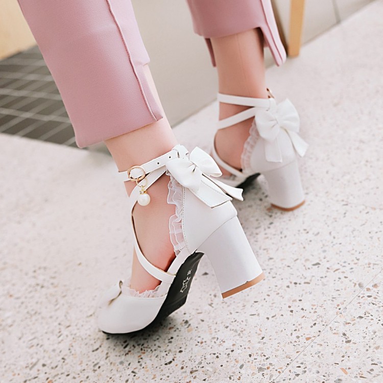 YAS0652-Giày baotou mũi nhọn phối ren