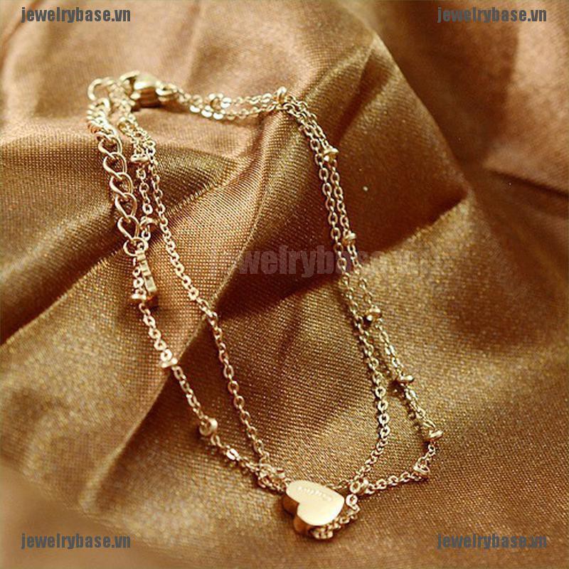 [Base] Sexy Gold Tone Love Heart Ankle Bracelet Double Layer Chain Foot Anklet [VN] | BigBuy360 - bigbuy360.vn