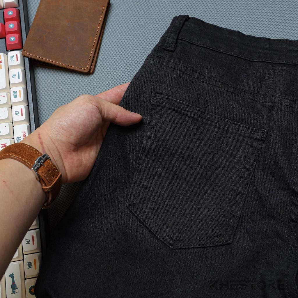 Quần Jeans Nam Khestore 8929 , Jeans Trơn Đen Phong Cách Hàn Quốc | BigBuy360 - bigbuy360.vn