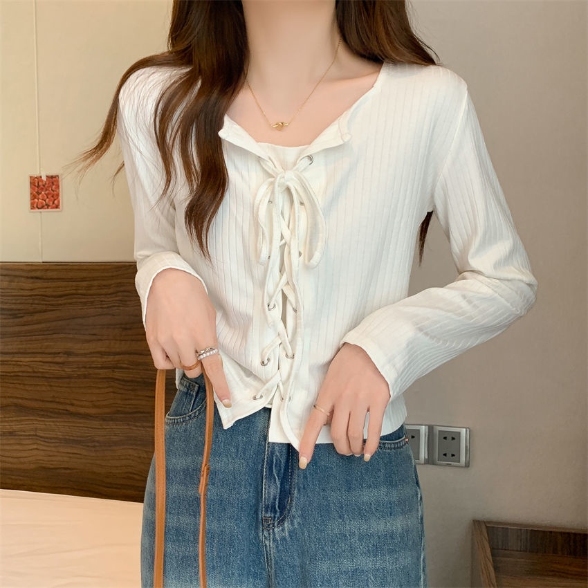 Áo Thun Cổ Vuông Thiết Kế Mới Thời Trang Mùa Thu Dành Cho Nữ