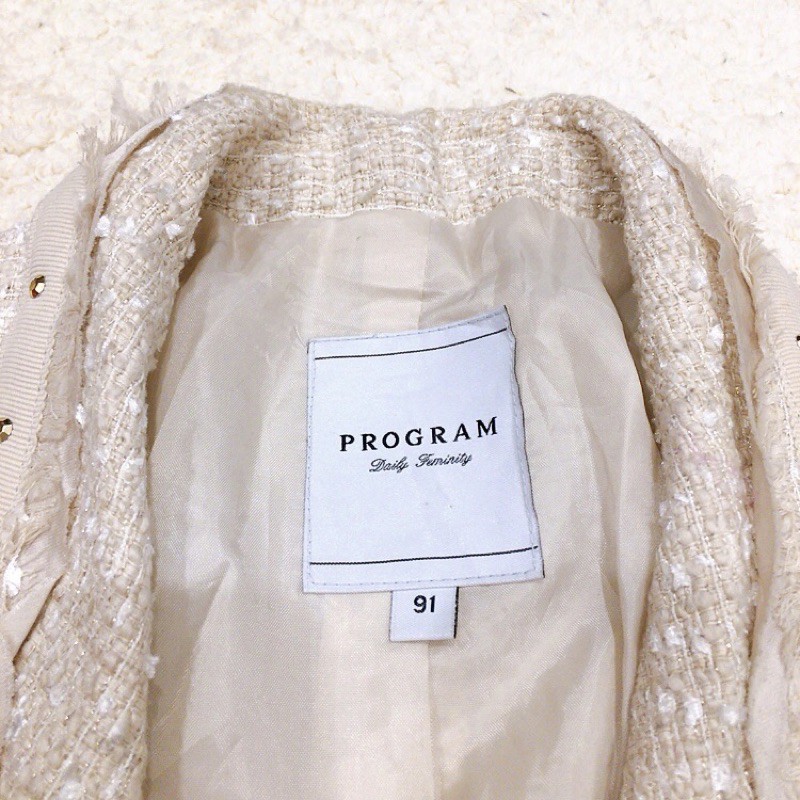 Áo khoác dạ Tweed Hàn màu kem