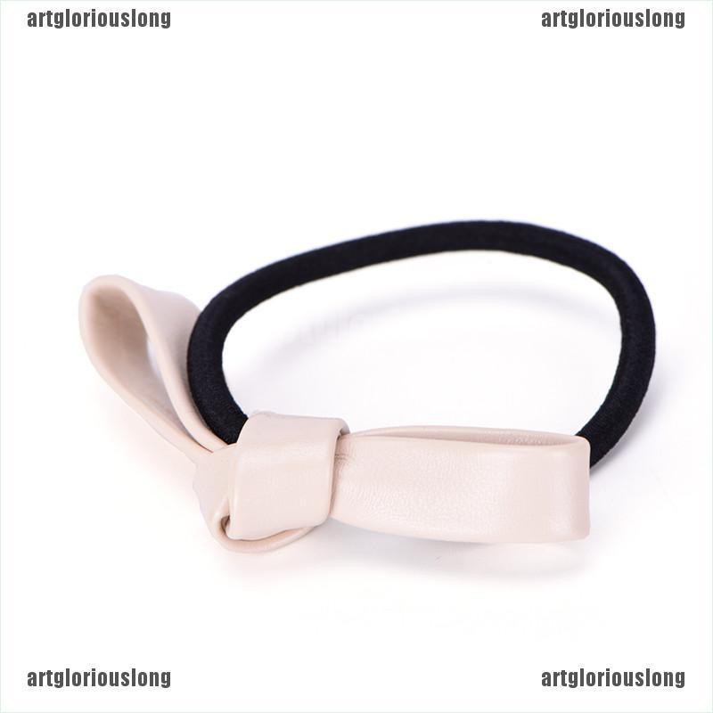 Dây Buộc Tóc Cao Su Co Giãn Bọc Da Phối Nơ Thời Trang Dành Cho Nữ