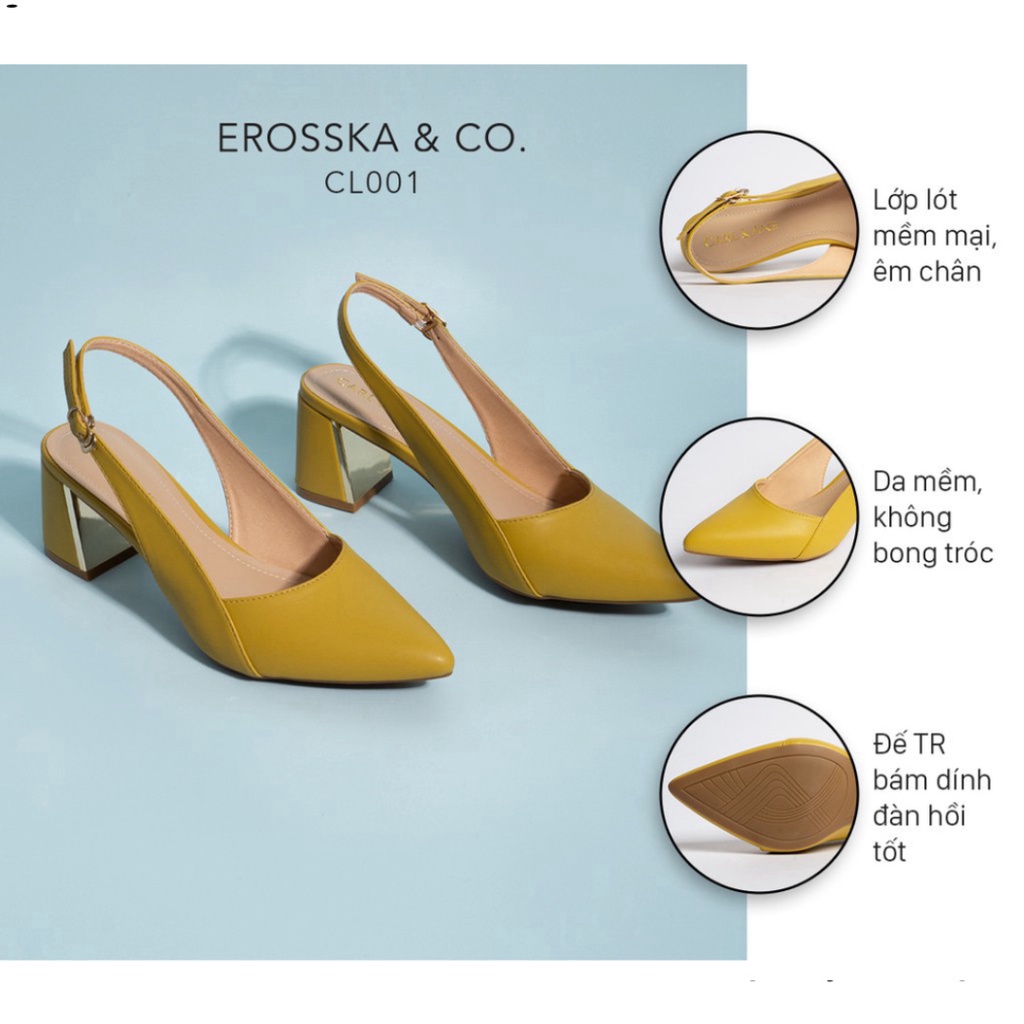 Carl & Ane - Giày cao gót mũi nhọn phối dây cao 7cm màu vàng - CL001 [Sale]
