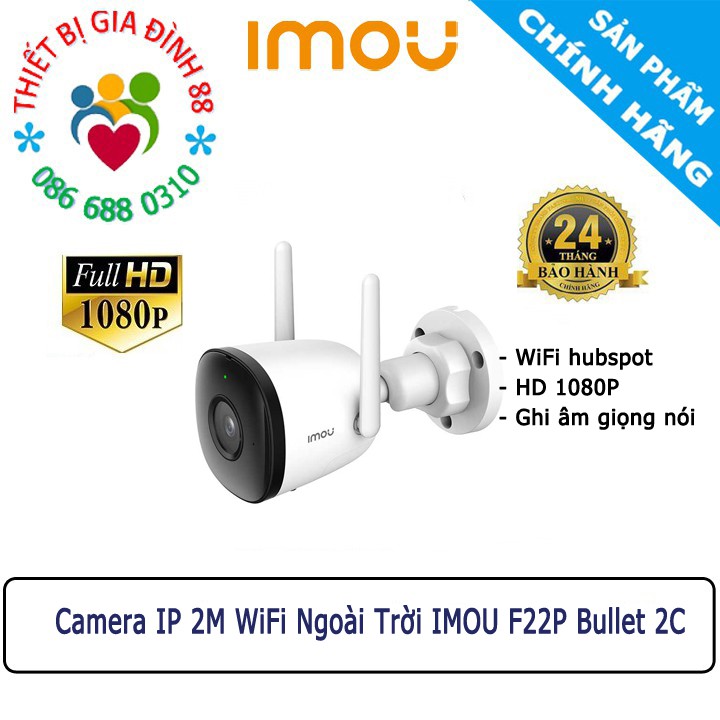 [Mẫu Mới] Camera IP 2M WiFi Ngoài Trời IMOU F22P Bullet 2C 2E S22FP F22FP F22FEP 1080P FullHD Còi Hú, MÀU BAN ĐÊM Dahua