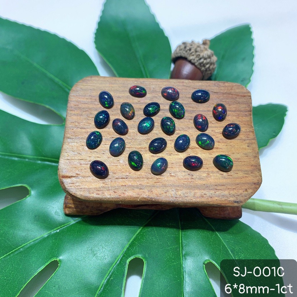 Mặt Opal Oval Xanh Đen Ánh 7 Sắc Cầu Vòng Cỡ Trung Size 9*11 - 8*10 - 7*9mm