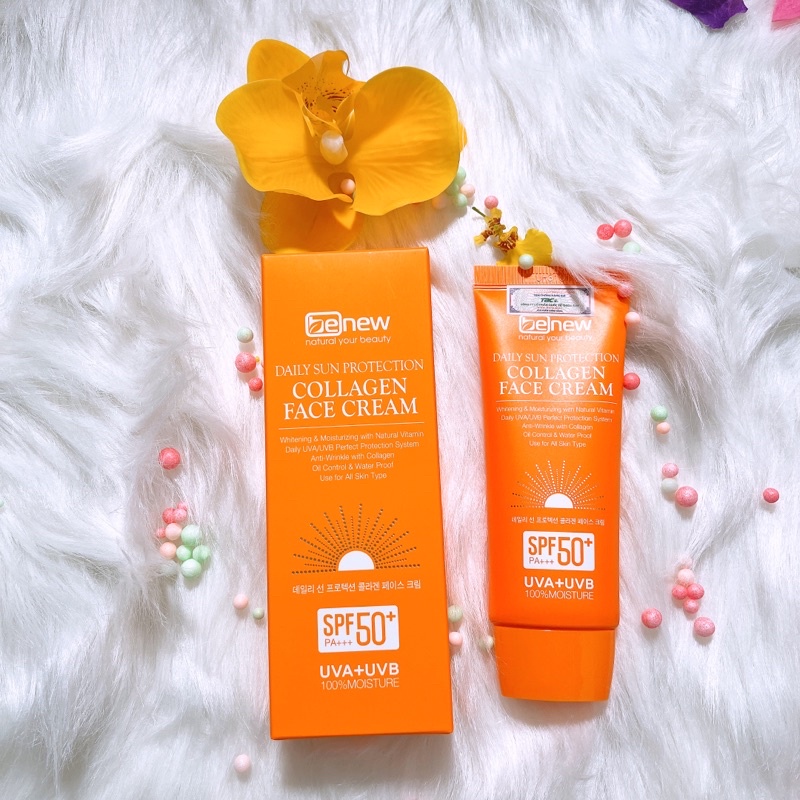Bộ 2 hộp kem chống nắng trắng da, xóa xạm nám Benew Collagen Face Cream Benew Hàn quốc 70ml/hộp-HÀNG CHÍNH HÃNG