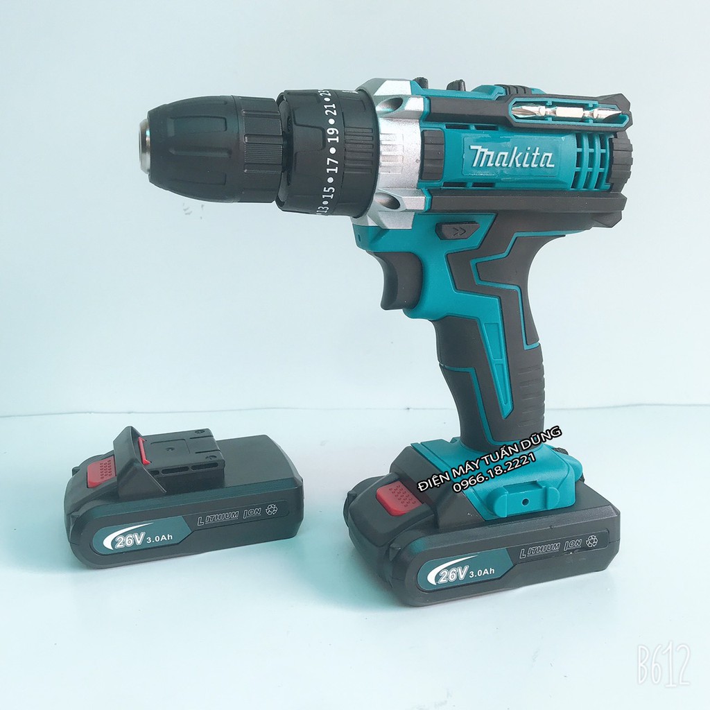 Máy khoan pin Makita 26v - 2 Pin - Tặng kèm 25 chi tiết phụ kiện [CAM KẾT CHÍNH HÃNG]