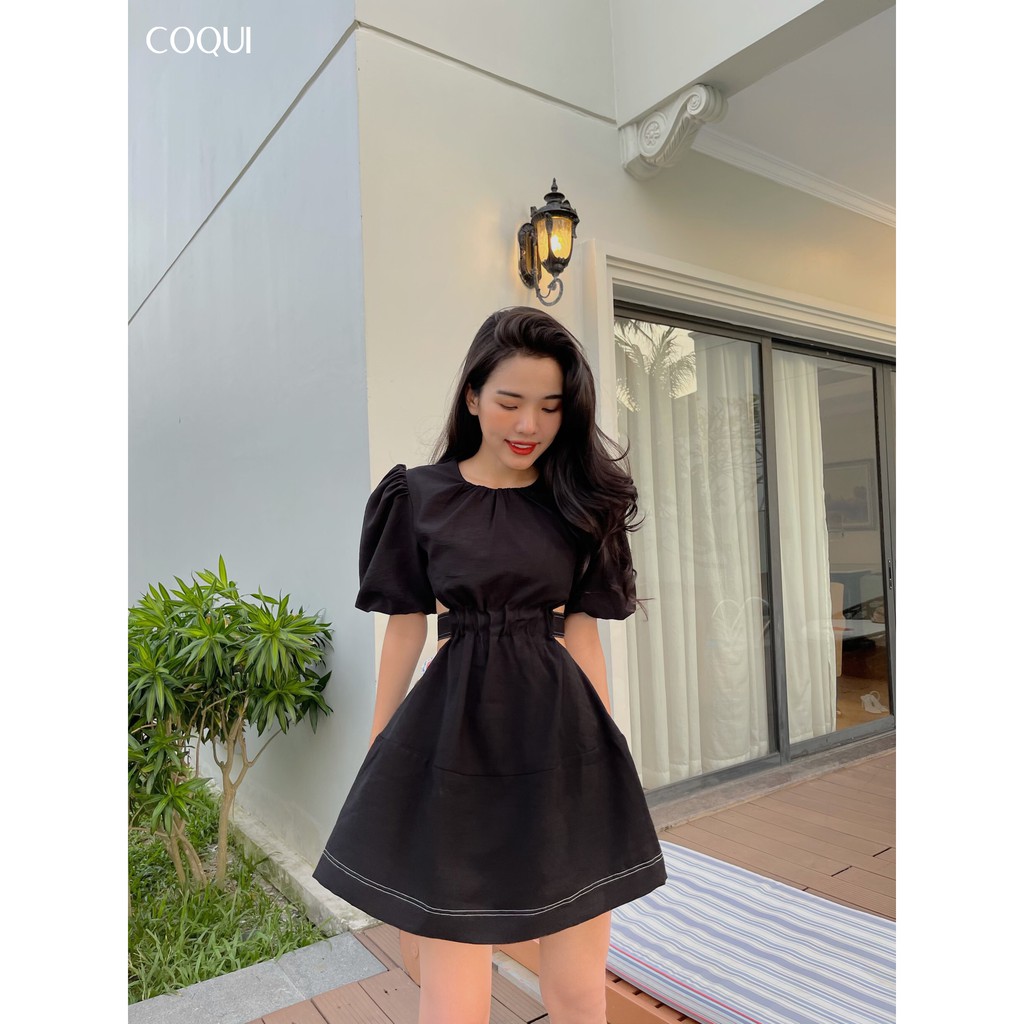 [COQUI] Đầm Anna đen tay phồng hở lưng
