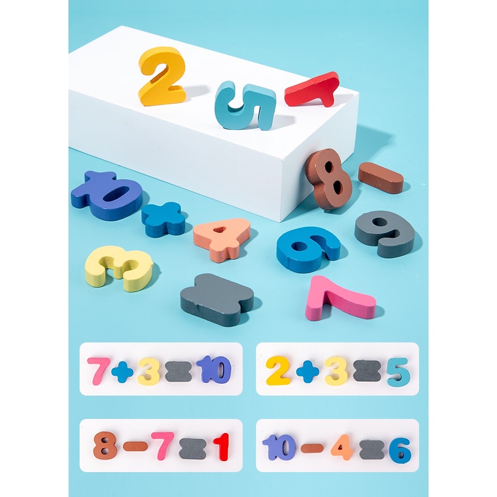 Bộ Đồ Chơi Gỗ Xếp Khối, Giáo Cụ Montessori Ghép chữ, Ghép số, Câu Cá, Xếp Khối, Ghép Hình - 6 trong 1