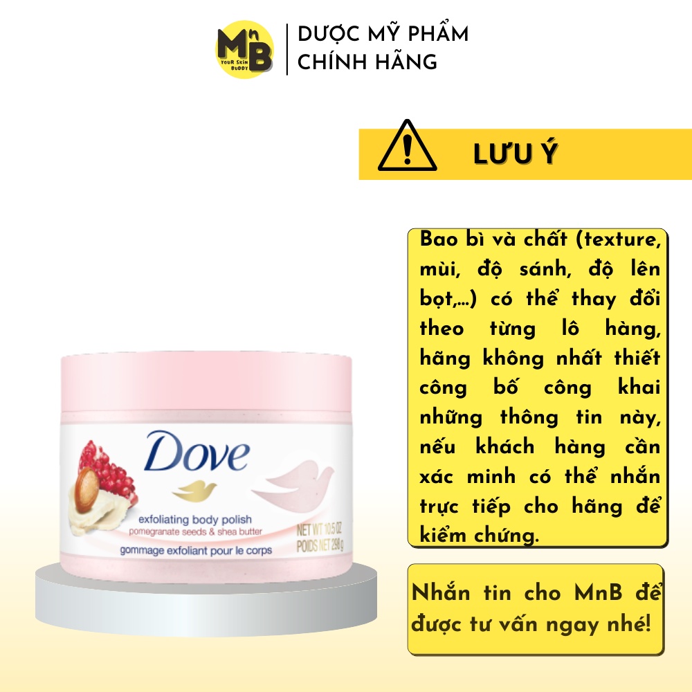 Tẩy tế bào chết Dove Lựu Bơ và Mắc Ca Sữa 225ml