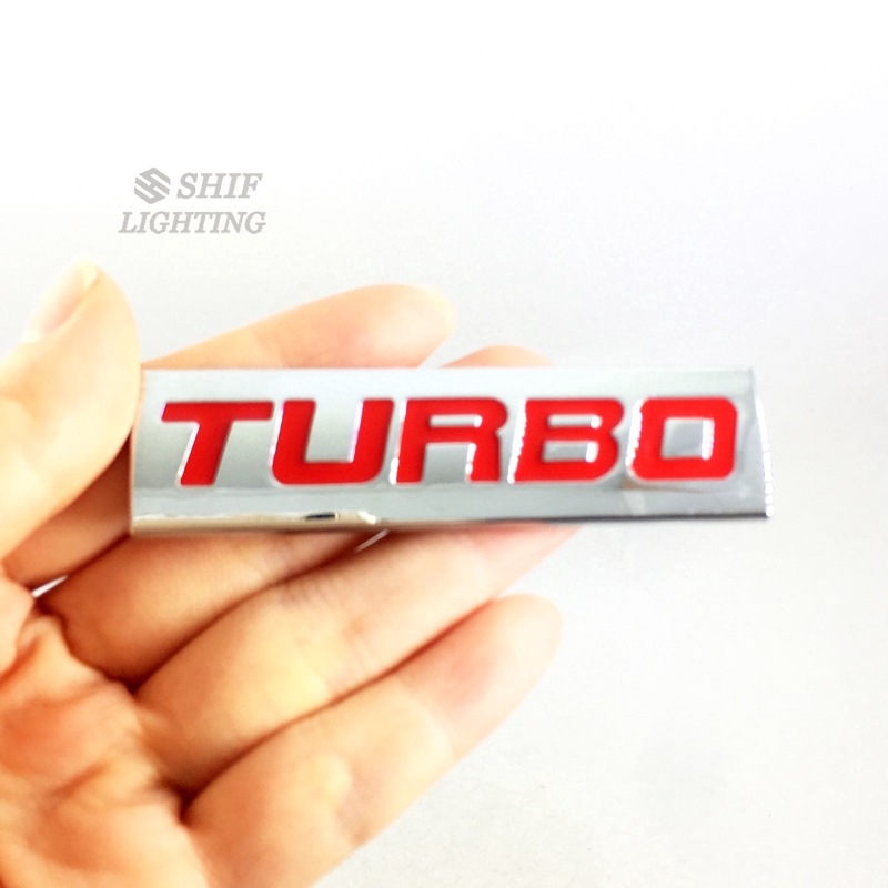 Decal kim loại họa tiết chữ TURBO trang trí đuôi xe ô tô