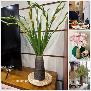 bình hoa dáng ống men sần mộc gốm Bát Tràng cao cấp