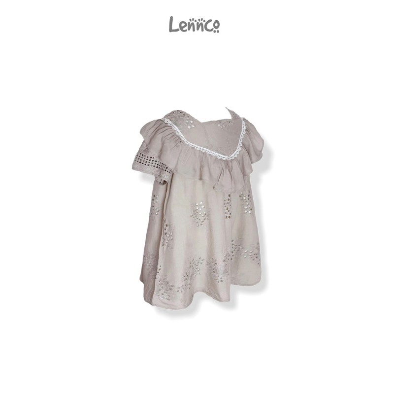 Váy Lennco lanh xám thêu nổi