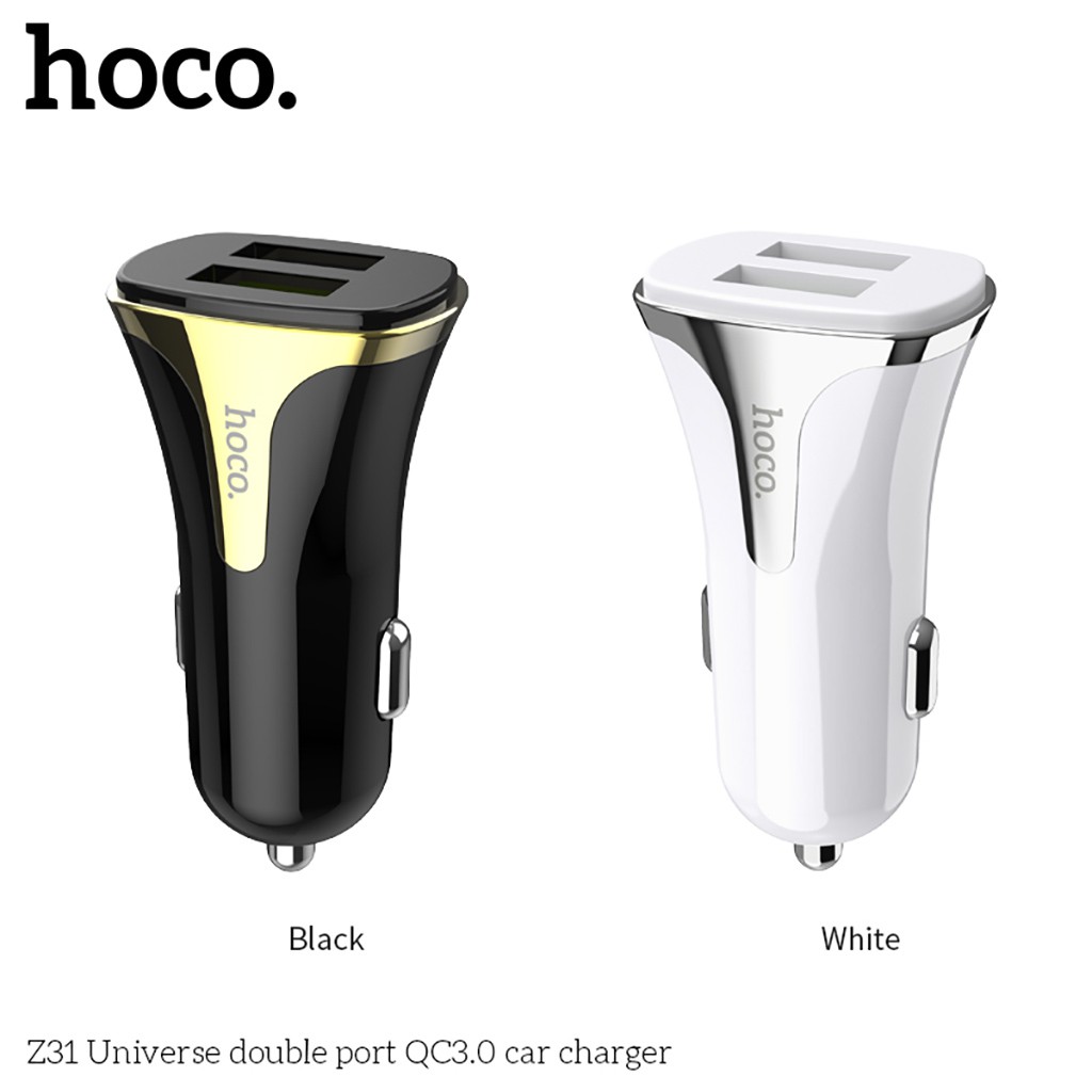 HOCO Z31 Tẩu Sạc Điện Thoại Ô Tô Xe Hơi Cao Cấp 2 Cổng USB Hỗ Trợ Quick Charge 3.0