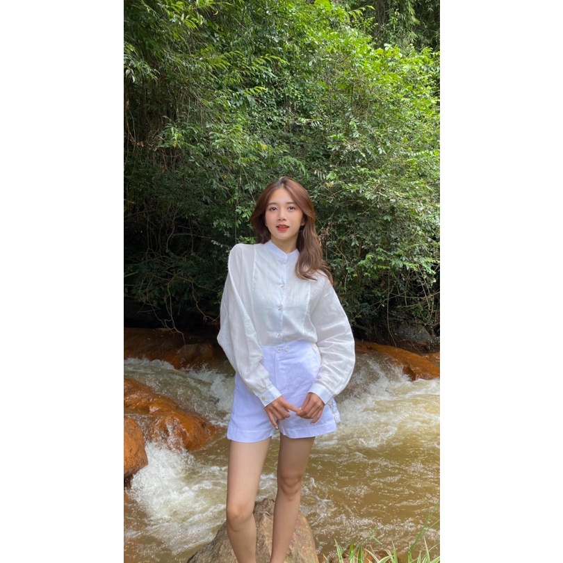 Áo T-shirt_Evie_linen - silk_Trắng