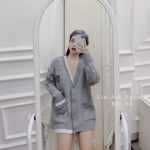 Áo khoác len HUY HIỆU XANH freesize