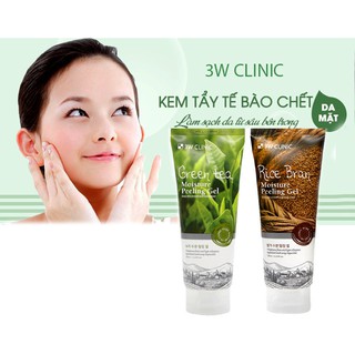 Gel Tẩy Tế Bào Chết Trà Xanh, Cám Gạo 3W Clinic-180ml