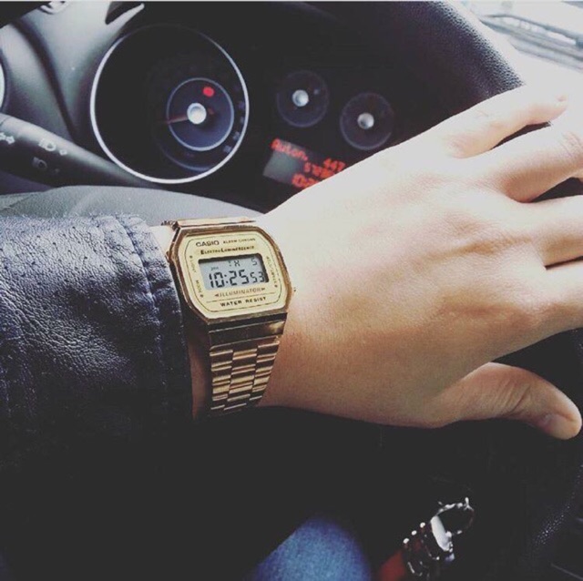 Đồng hồ Nam Casio A168WG-9EF, đồng hồ chính hãng, classic vàng mặt vàng
