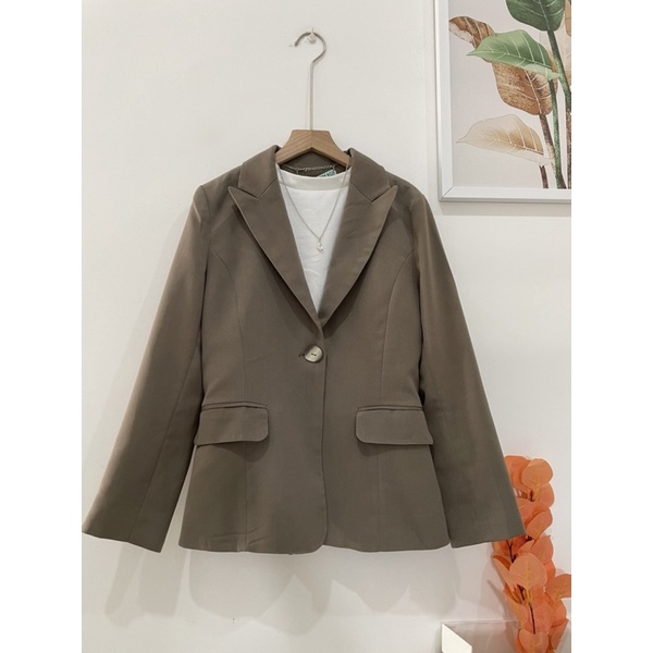 Áo blazer xanh rêu KOREA còntag 2lớp xịn