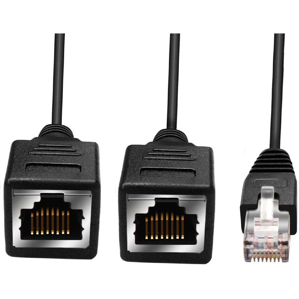 RJ45 Splitter Connectors Adapter - Trunple RJ45 1 Male to 2 Female LAN Ethernet Splitter Cable - Compatible Cat5e, Cat6, Cat7(Black)