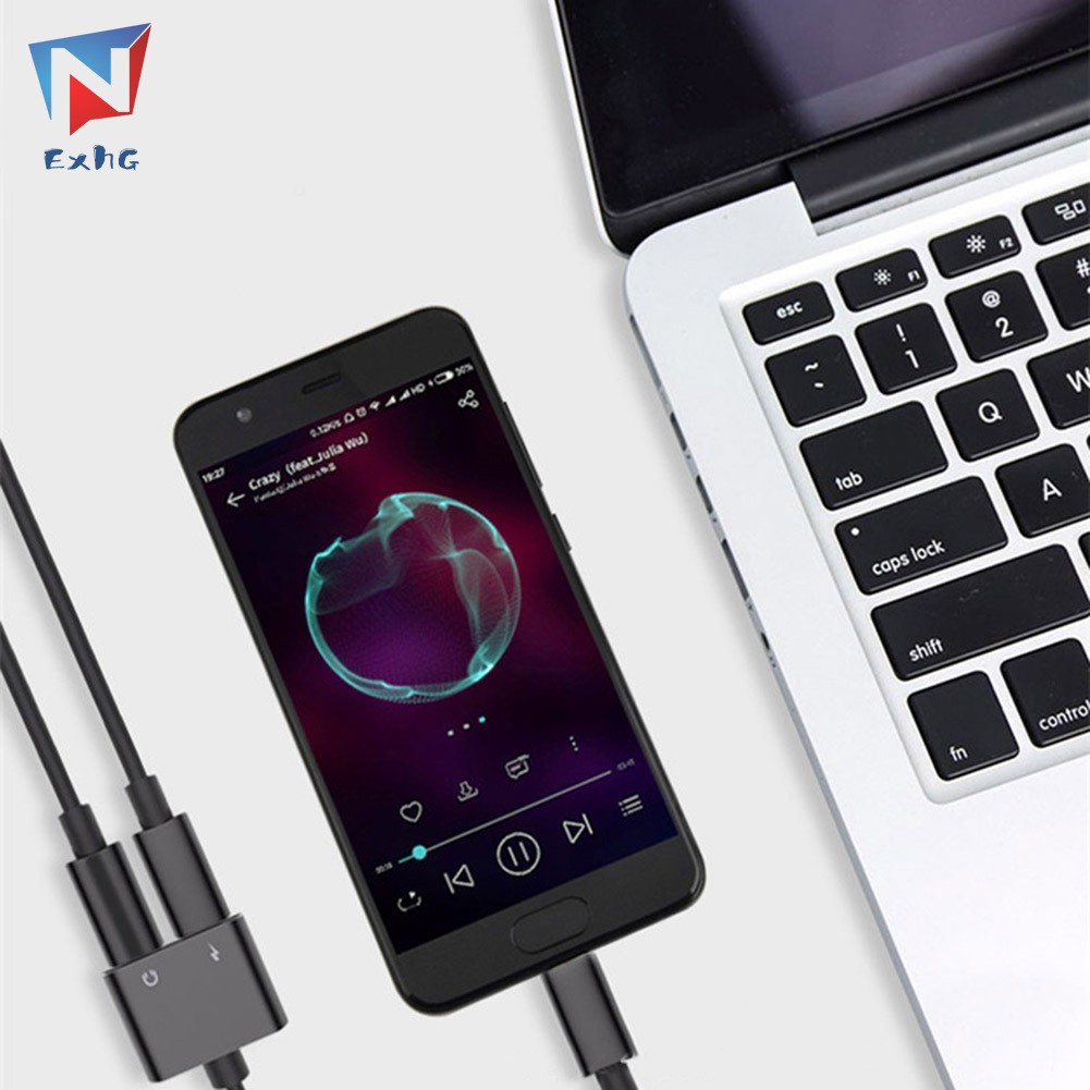 ExhG❤❤❤High quality Adapter Charge Headphone 2 in 1 Type-C to 3.5mm Jack Head Aux Audio USB C Cable @VN